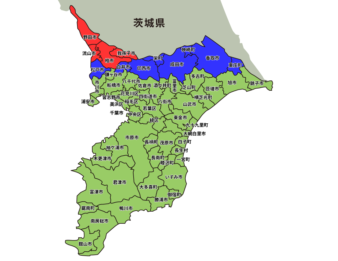 千葉県の配送地域マップ